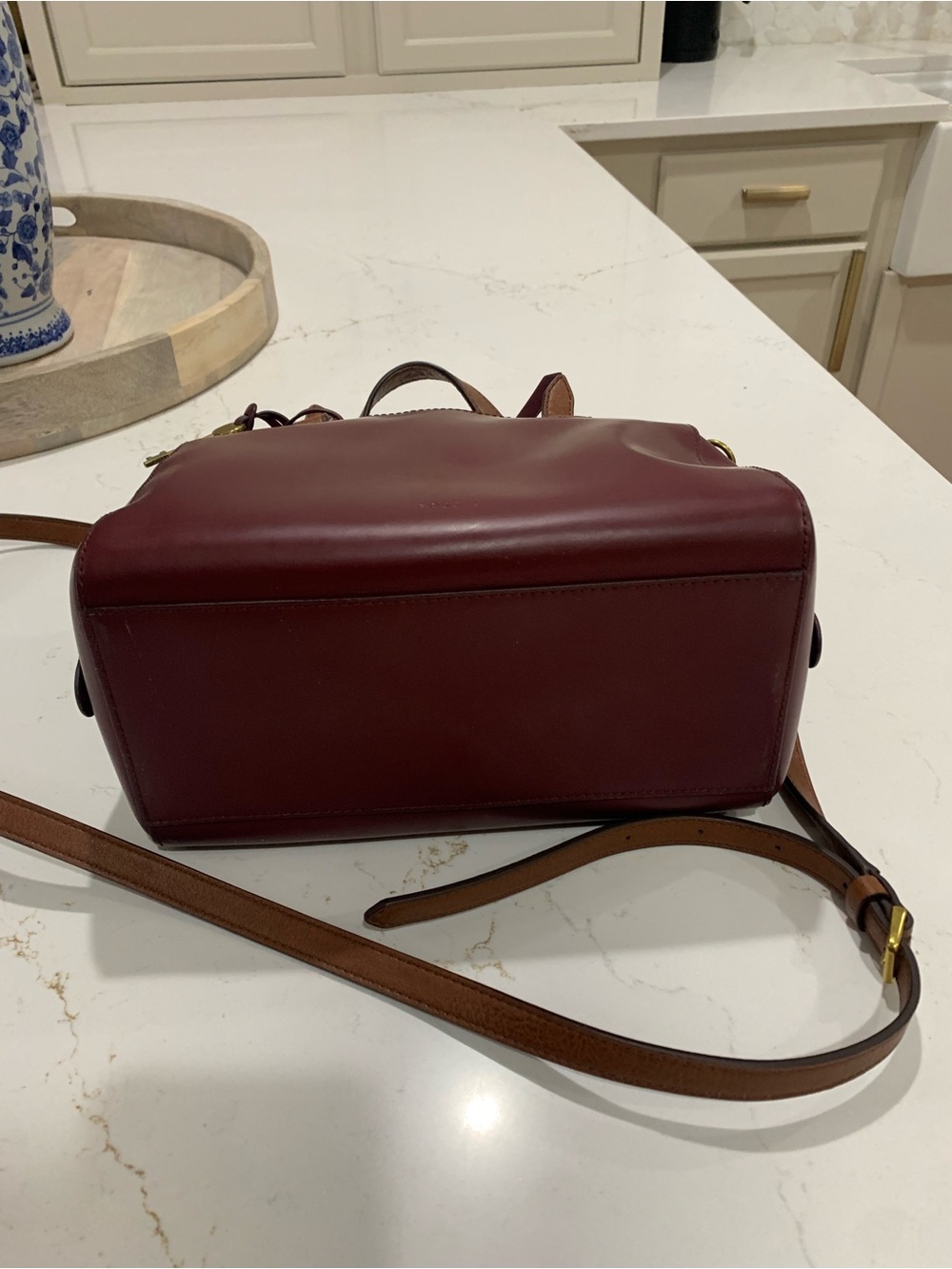 Fossil Rachel Small Leather Burgundy Satchel Bag - Picture 7 of 16